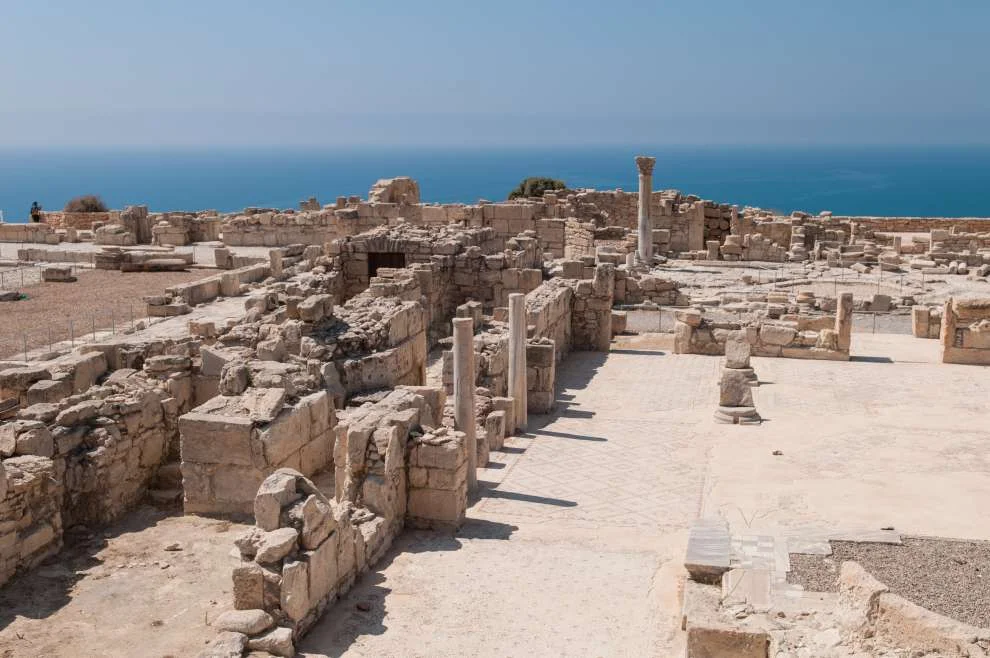 Ancient Kourion archeaological site with sea view